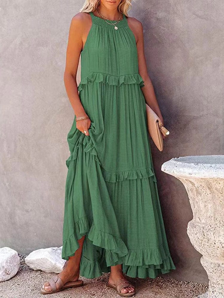 Boho Ruffle Pullover Summer Maxi Dress