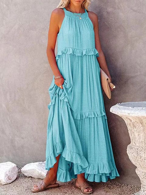 Boho Ruffle Pullover Summer Maxi Dress