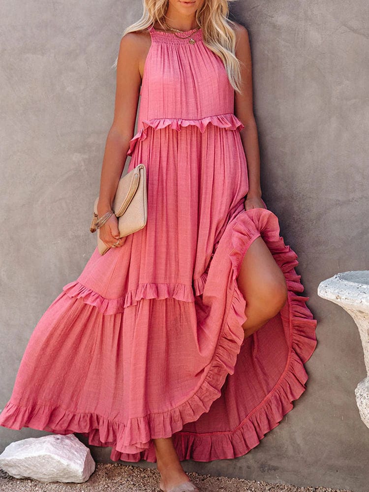 Boho Ruffle Pullover Summer Maxi Dress