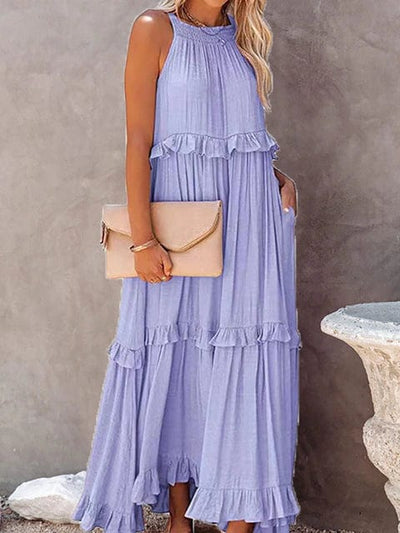 Boho Ruffle Pullover Summer Maxi Dress