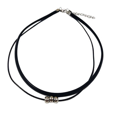 Black Leather Choker Necklace