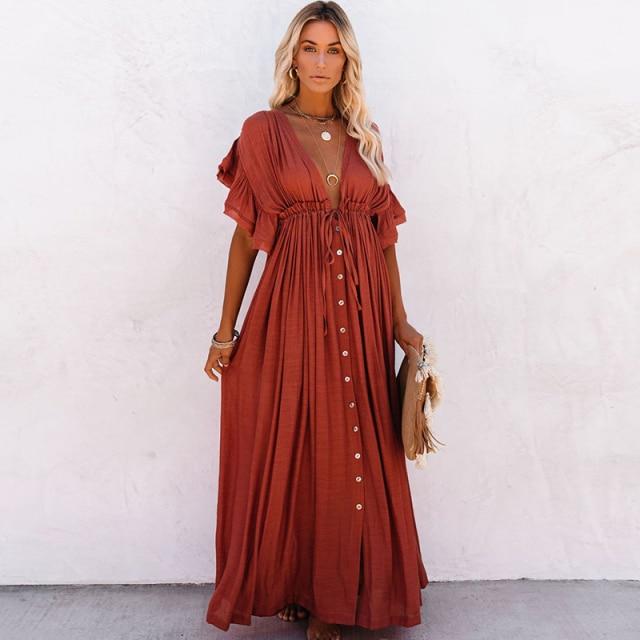 Boho Casual Summer Beach Cover Up Dress