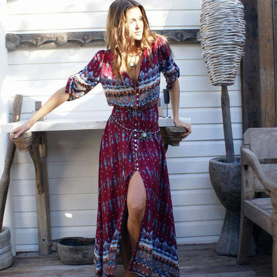 Boho Floral Print Dress- 3 Colors