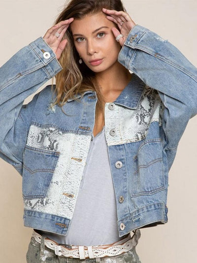 Boho Snake Print Denim Jacket