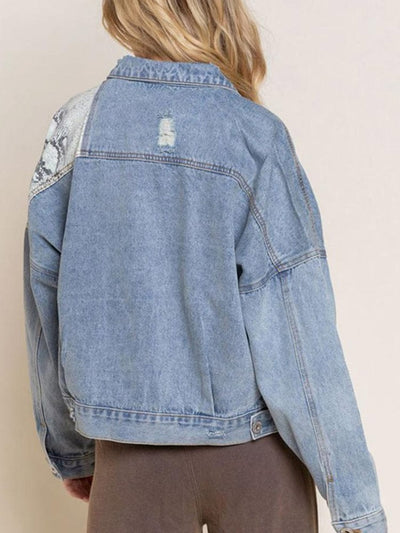 Boho Snake Print Denim Jacket