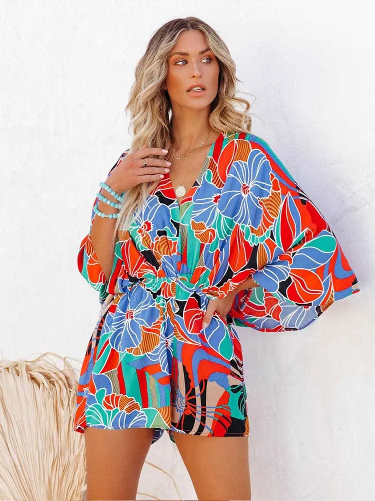 Boho Floral Print Romper