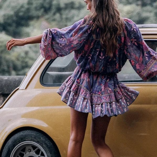 Boho Chic Floral Print Mini Dress