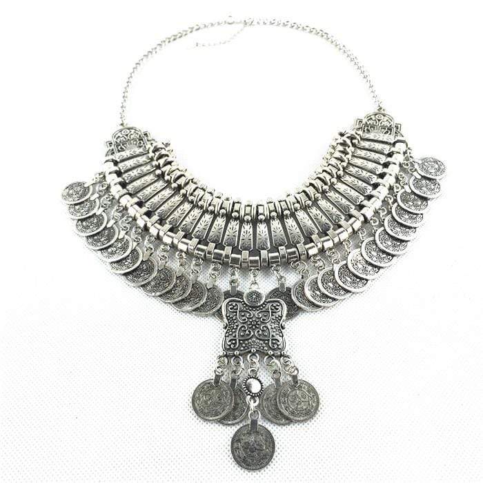 Long Silver Coin Necklace