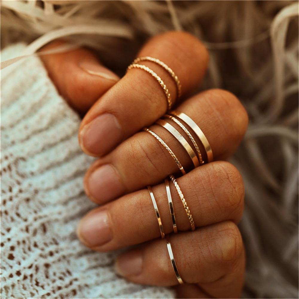 Gold Knuckle Ring Set