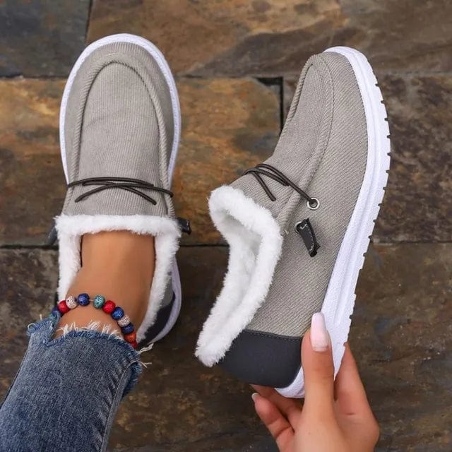 Slip On Fur Canvas Shoes