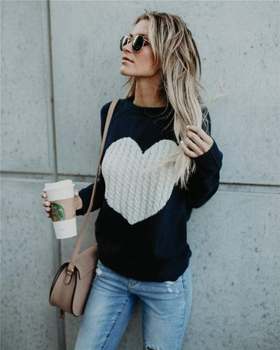 Heart Patchwork Knit Sweater