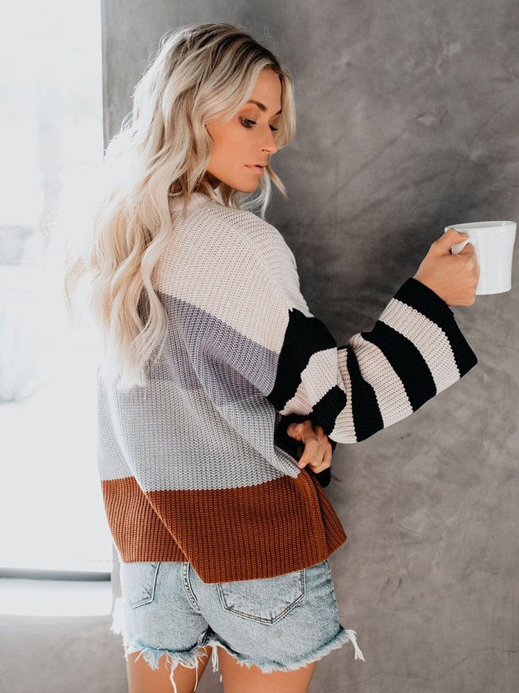 Boho Striped Casual Pullover Knit Sweater